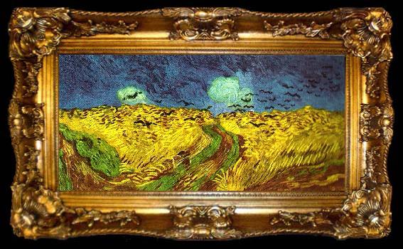 framed  Vincent Van Gogh korpar flygande over sadesfalt, ta009-2